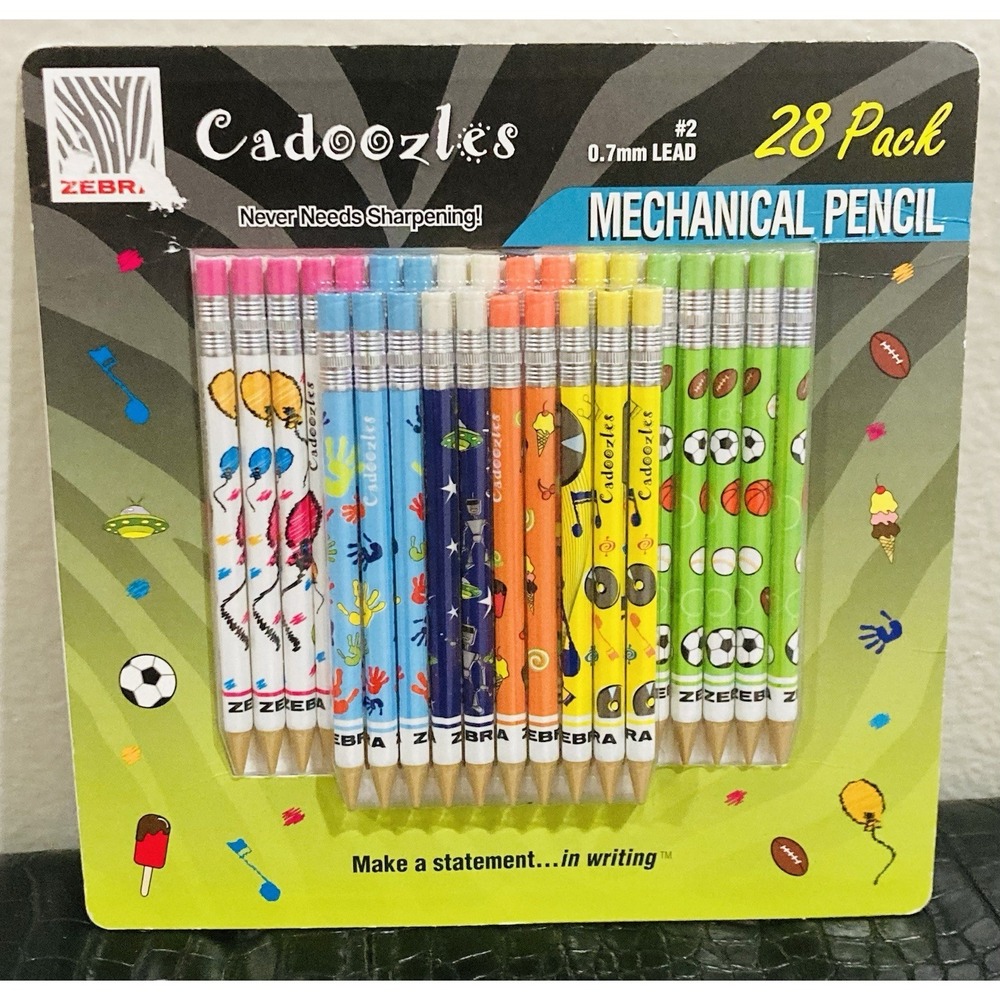 NEW SEALED Zebra Cadoozles Mechanical Pencil Set of 28 pcs 0.7mm Lead #2